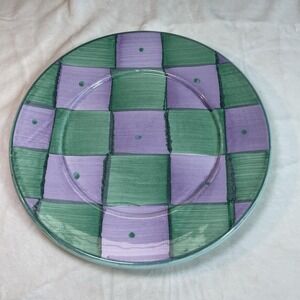 VTG 1994 Pottery Barn Sunnyside Checked Dinner Plate Italy Painted Discontinued